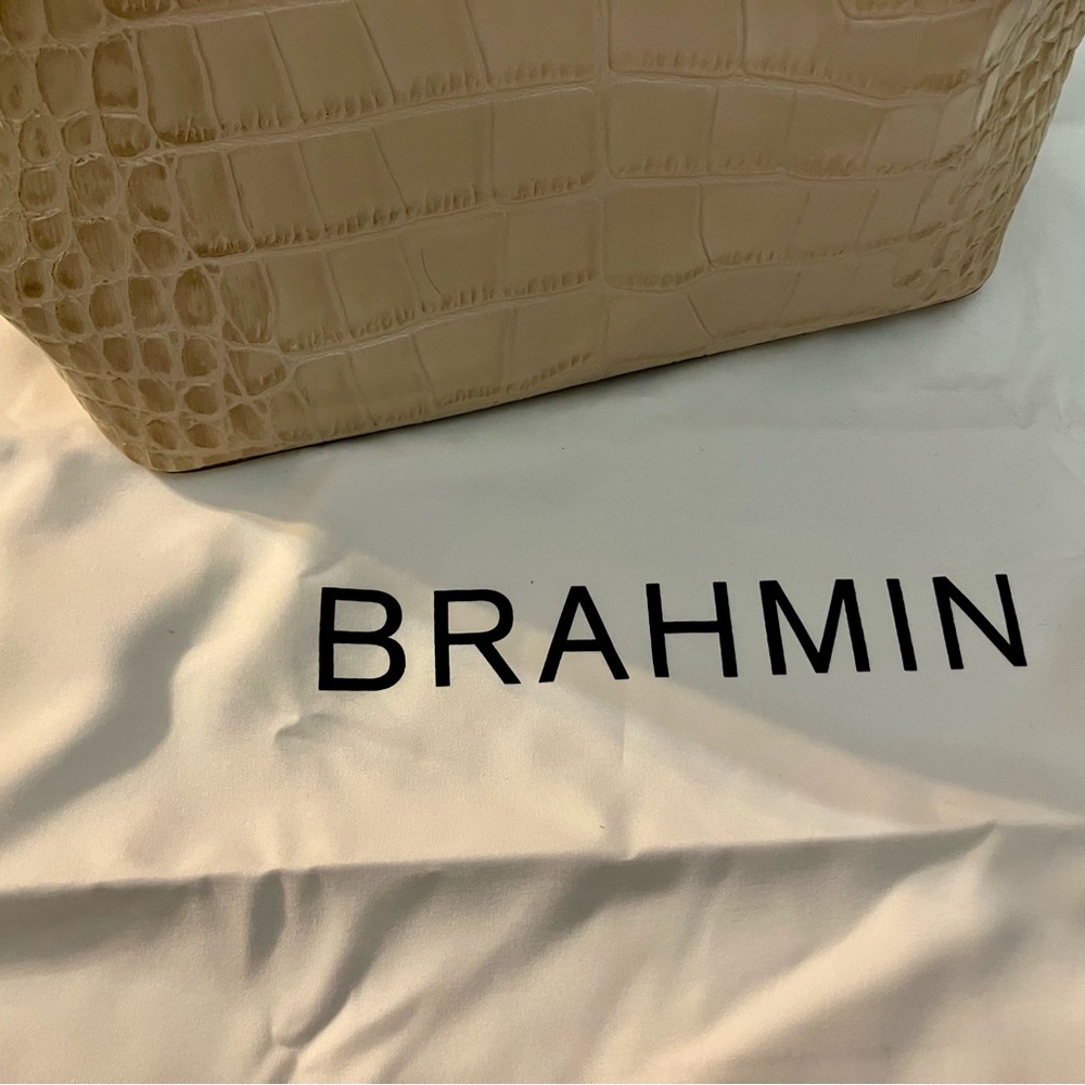 Brahmin Cream Crocodile-Embossed Shoulder Bag - Picture 9 of 14